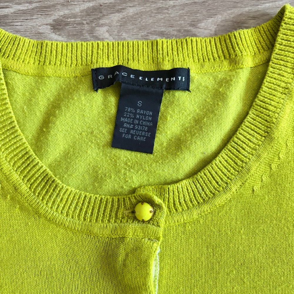 Grace Elements Chartreuse Button-Up Cardigan - image 2